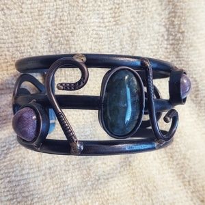 Metal and Stone Cuff Bracelet.